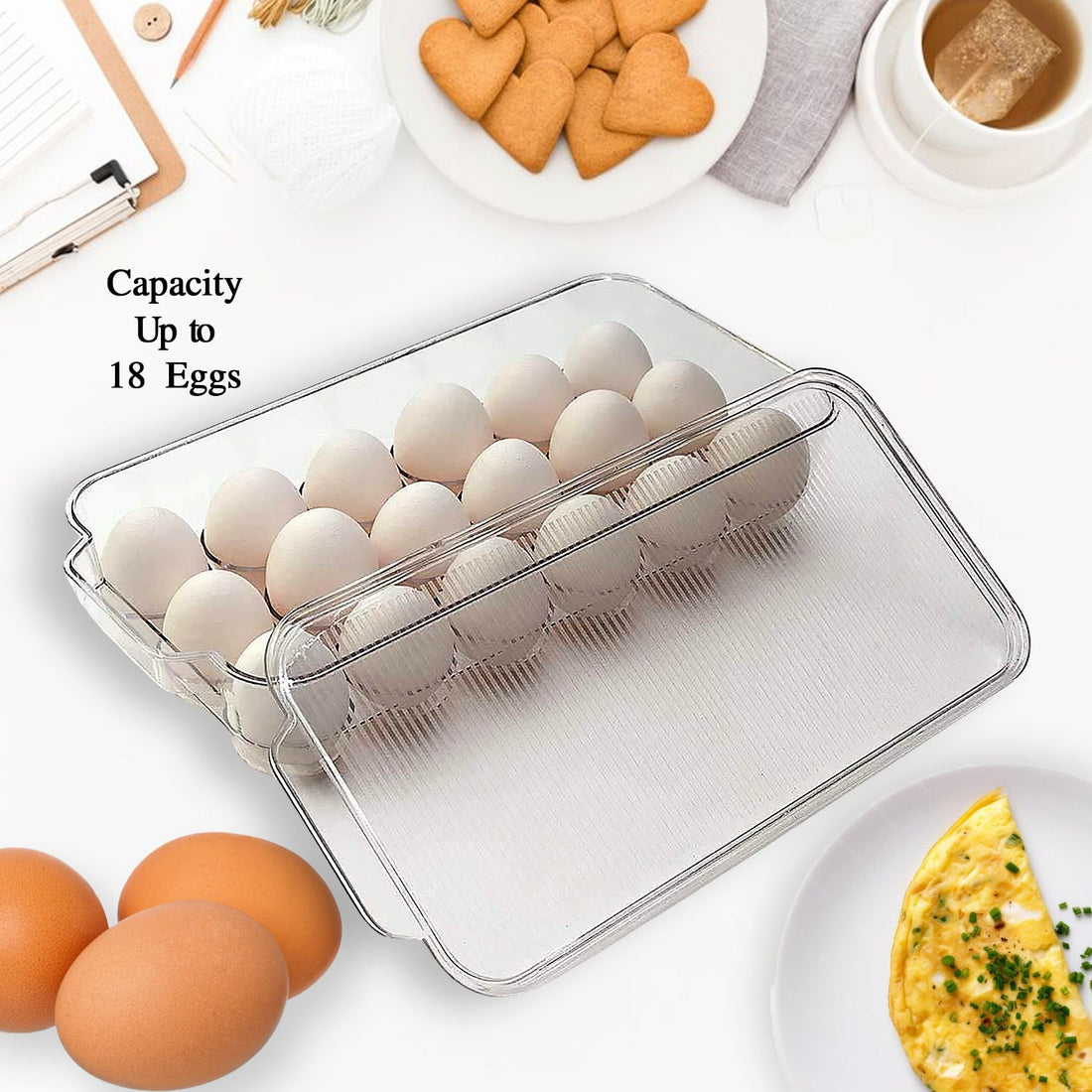 Plastic 18 Cavity Egg Storage Box Or Egg Trays For Refrigerator With Lid & Handles High Quality, Rectangular Egg Tray Box For 18 Egg (1 Pc) - Shopmania Wholesale