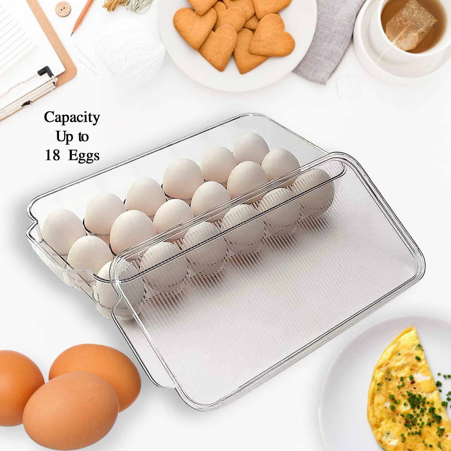 Plastic 18 Cavity Egg Storage Box Or Egg Trays For Refrigerator With Lid & Handles High Quality, Rectangular Egg Tray Box For 18 Egg (1 Pc) - Shopmania Wholesale