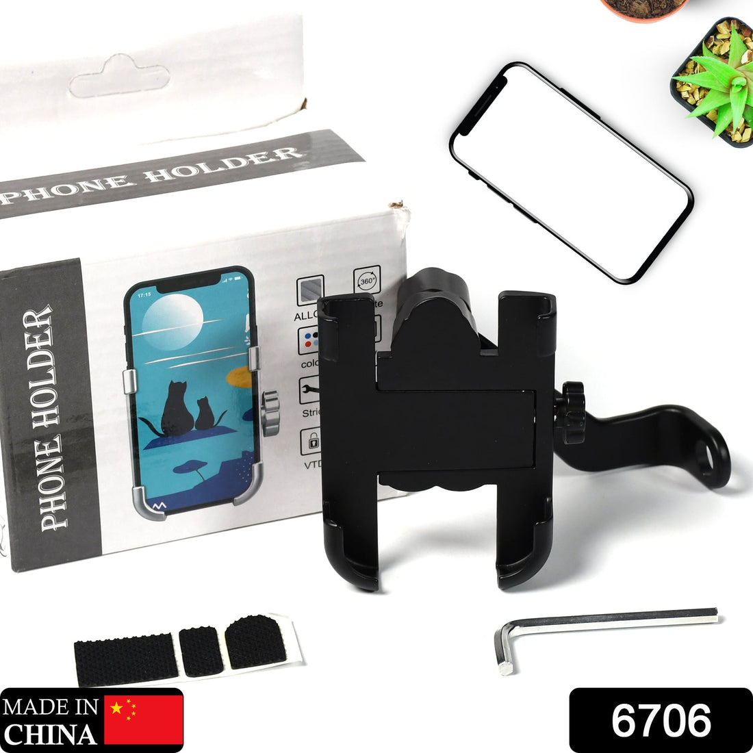 Rear view mirror phone holder