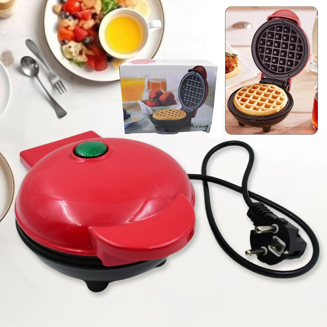 Mini Waffle Maker Machine Waffle Iron Home Appliances Kitchen Gift Easy To Clean, On-Stick Surfaces, Perfect Breakfast, Dessert, Sandwich, Cakes, Other Snacks Machine - Shopmania Wholesale