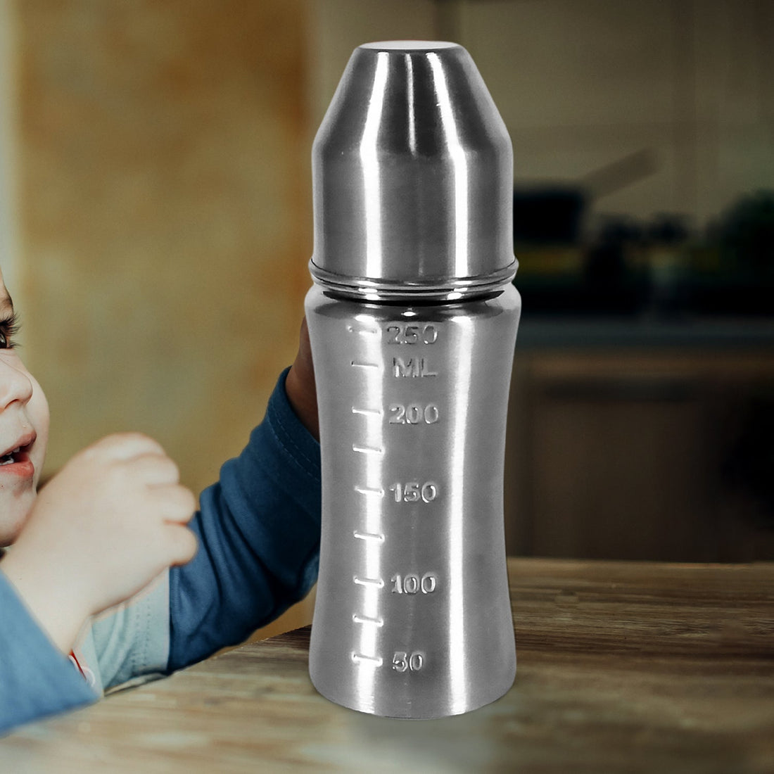 Ganesh Stainless Steel Baby Feeding Bottle, Milk Bottle for New Born / Infants / Toddler Up to 3 Years, BFA Free (250 ML Approx) - Shopmania Wholesale