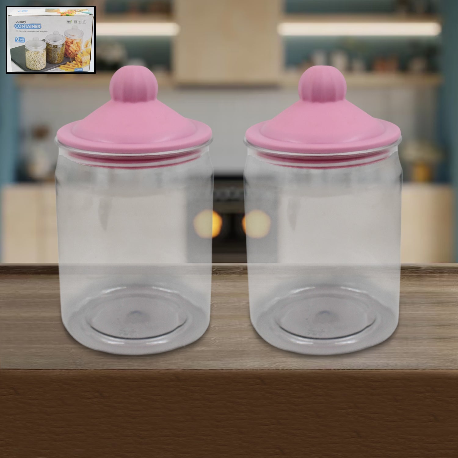 Transparent Kitchen Plastic Container/ Jar Set (2 Pcs Set / 1100 ML Approx) - Shopmania Wholesale