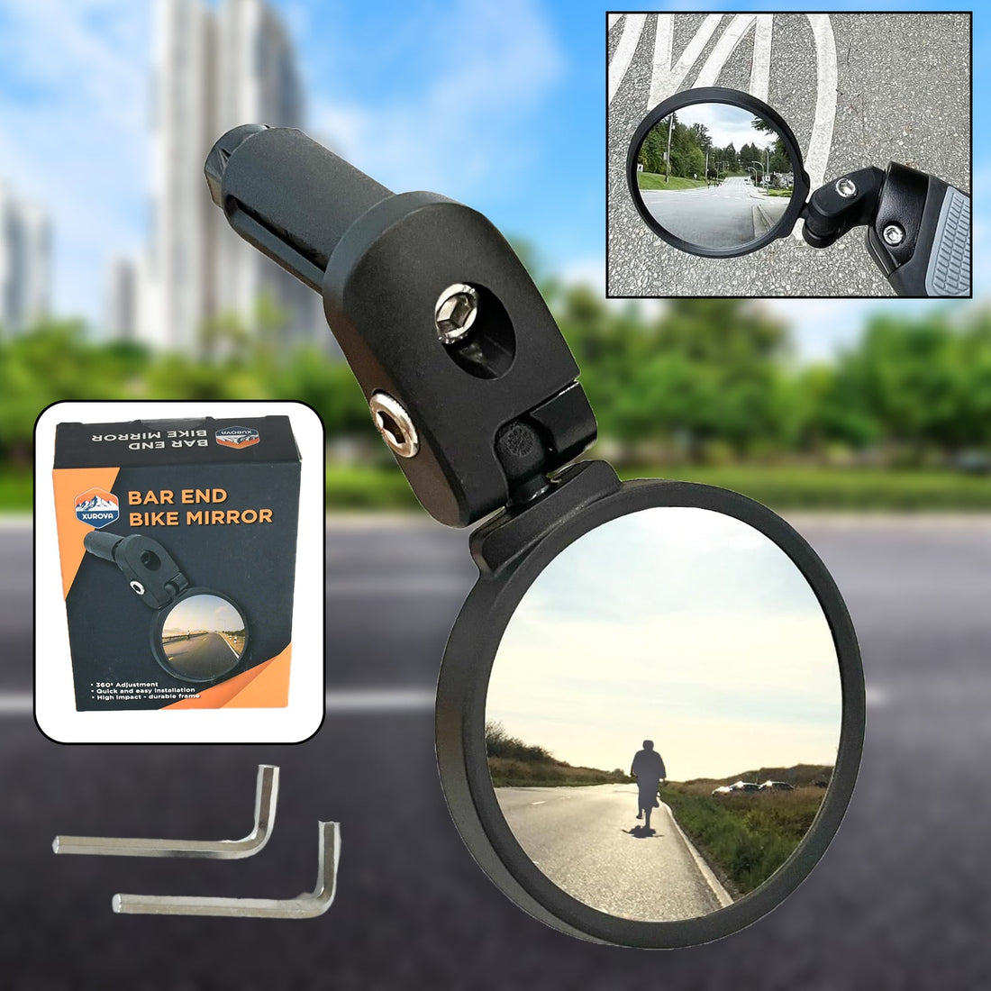Bar End Bike Mirror, Safe Rearview Mirror 360° Rotatable & Foldable Safety Bicycle Rear View Mirror, Mirror Durable Bike Mirror (1 Pc) - Shopmania Wholesale