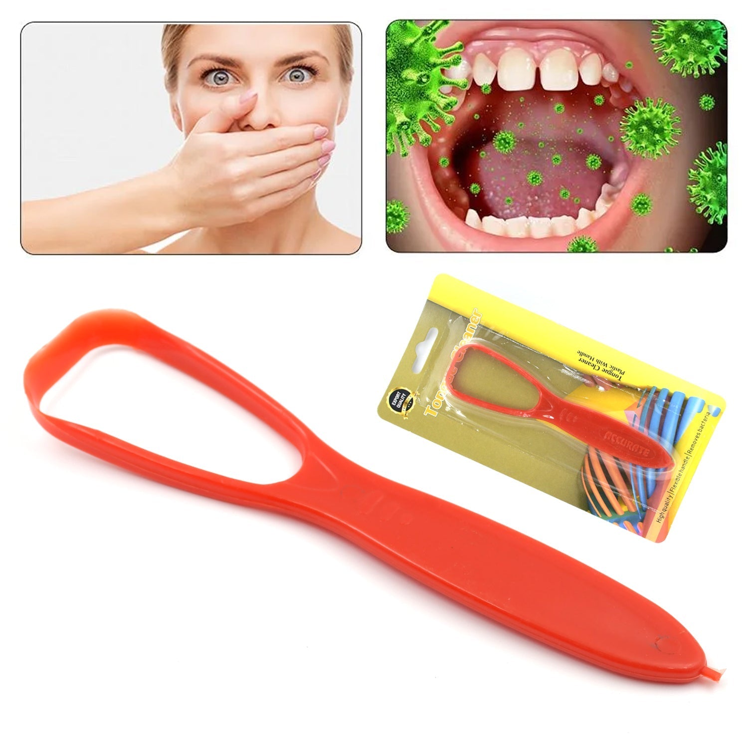 Plastic Tongue Cleaner For Kids & Adults | Tongue Scraper For Bad Breath, Maintain Oral Hygiene for Daily Use | for Fresh Breath & Bacteria Removal | Improved Taste Plastic With Handle Tongue Cleaner (1 Pc ) your brand