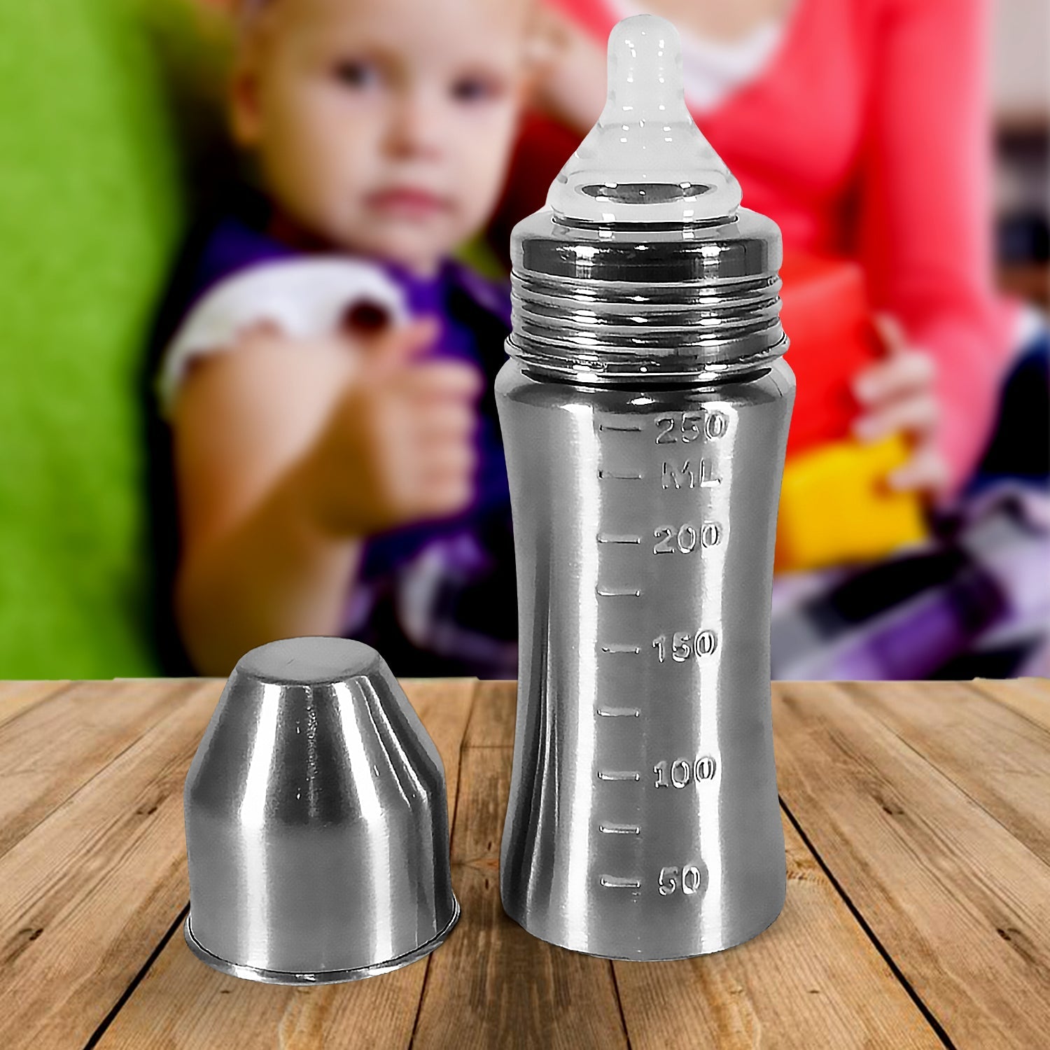 Ganesh Stainless Steel Baby Feeding Bottle, Milk Bottle for New Born / Infants / Toddler Up to 3 Years, BFA Free (250 ML Approx) - Shopmania Wholesale