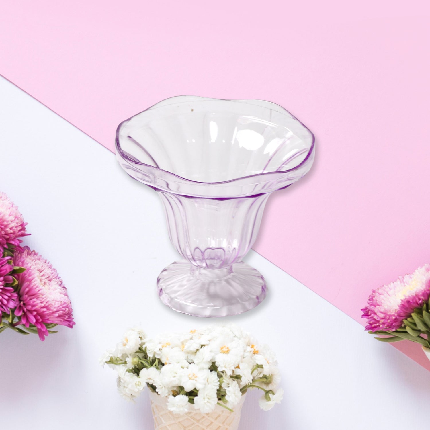 Crystal Plastic Ice-Cream Bowl, Home & Kitchen Serving Platter or Dessert Cup for Sundae, Sweets, Snacks, Fruit, Pudding, Nuts or Dip, Serving Bowls (Crystal Cups, Set of 6) your brand