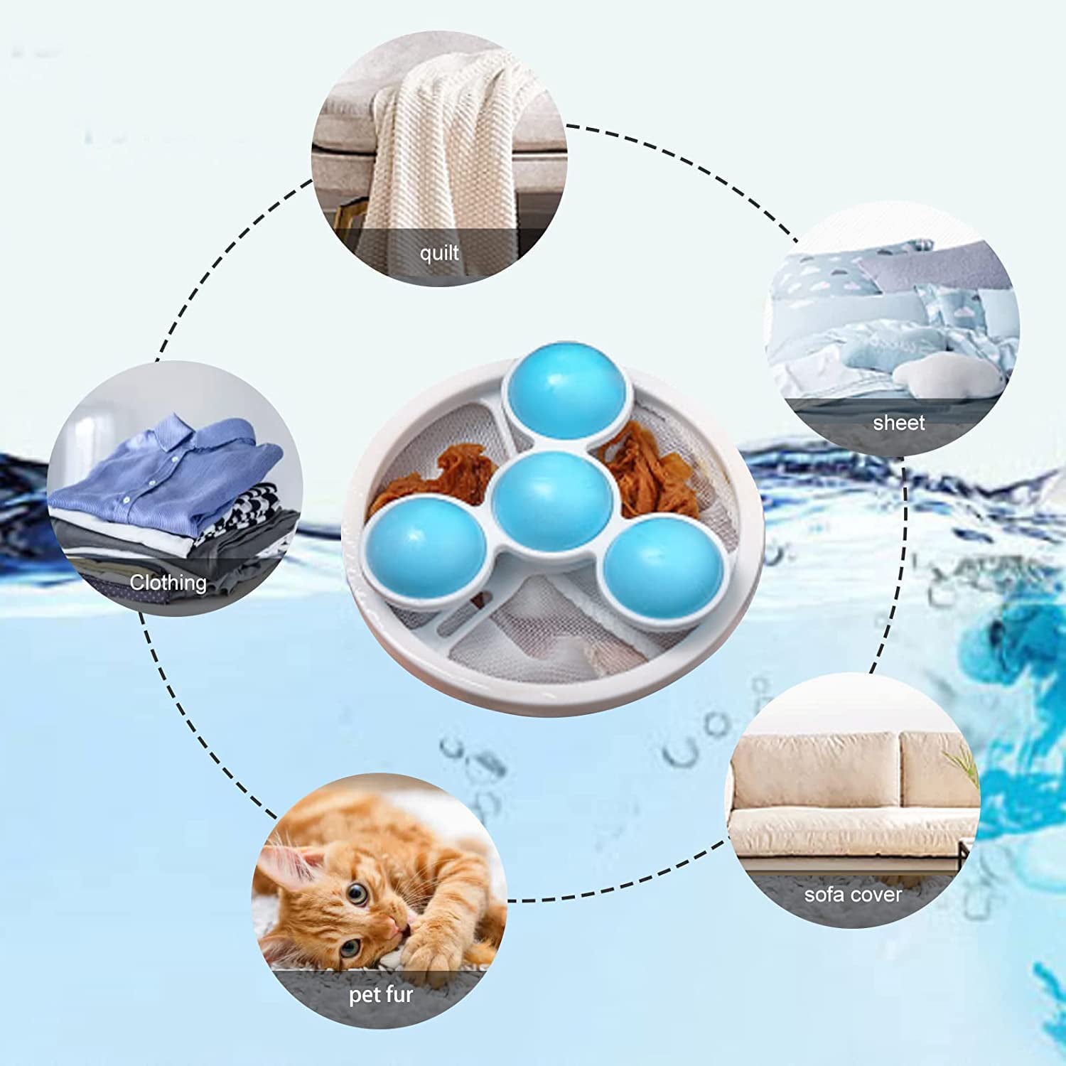 Laundry Ball Floating Pet Fur Lint Hair Catcher Household Reusable Washing Machine Floating Lint Mesh Bag Hair Filter Net Pouch Washing Lint Hair Remover Net, Mesh Bag Dryer (1 Pc) - Shopmania Wholesale