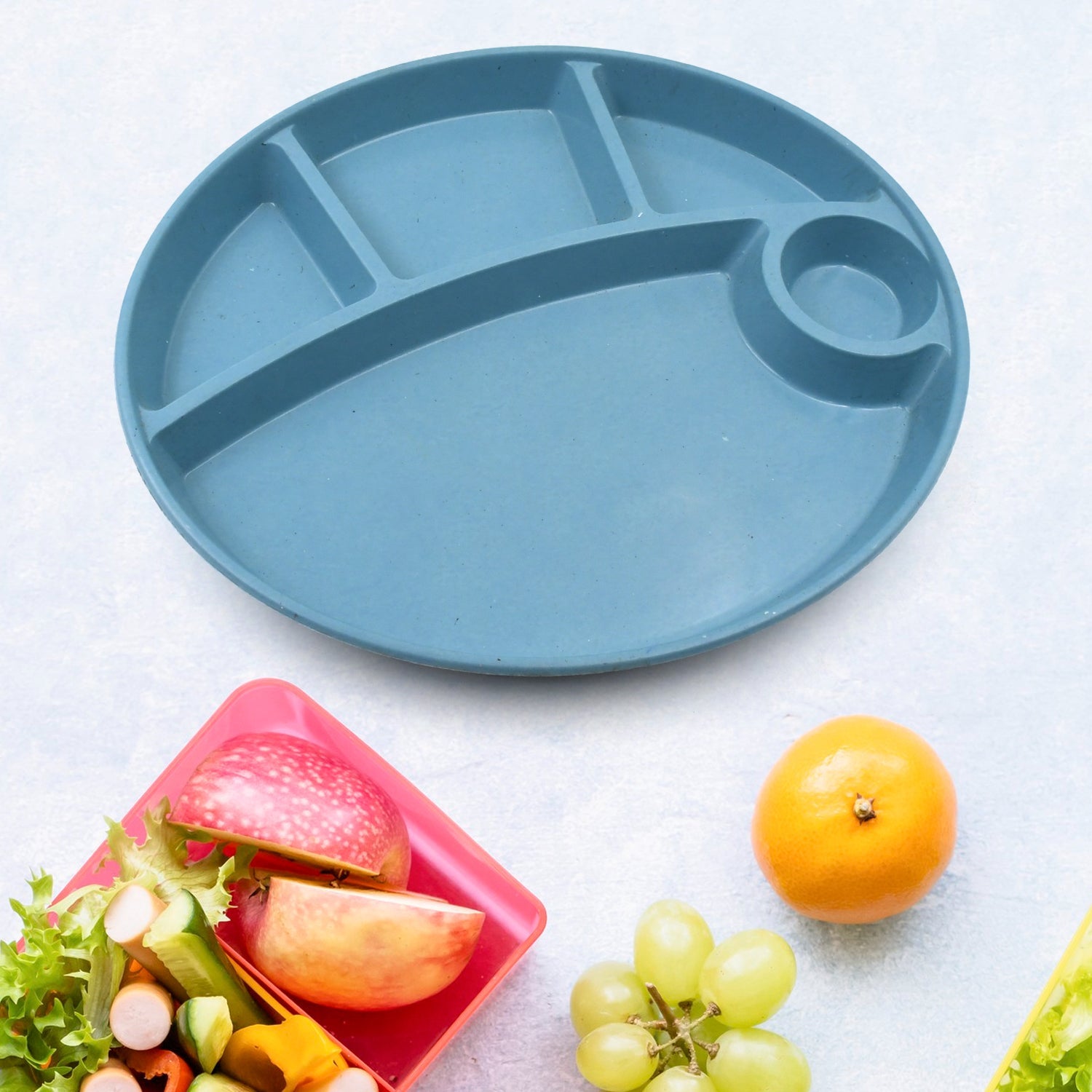 Plastic Food Plates / Biodegradable 5 Compartment Plate With Spoon for Food Snacks / Nuts / Desserts Plates for Kids, Reusable Plates for Outdoor, Camping, BPA-free (1 Pc) - Shopmania Wholesale