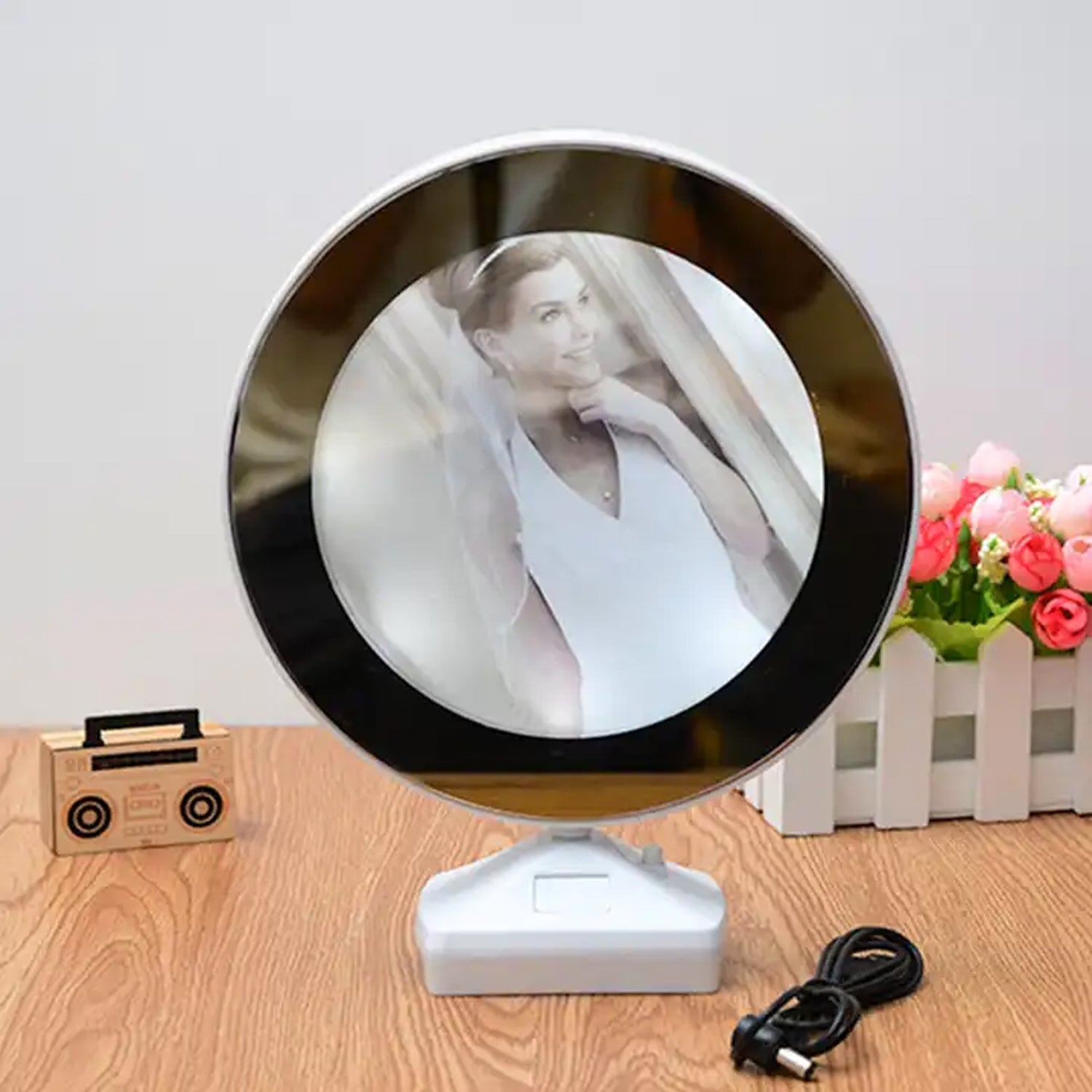 Plastic 2 in 1 Mirror Come Photo Frame with Led Light your brand