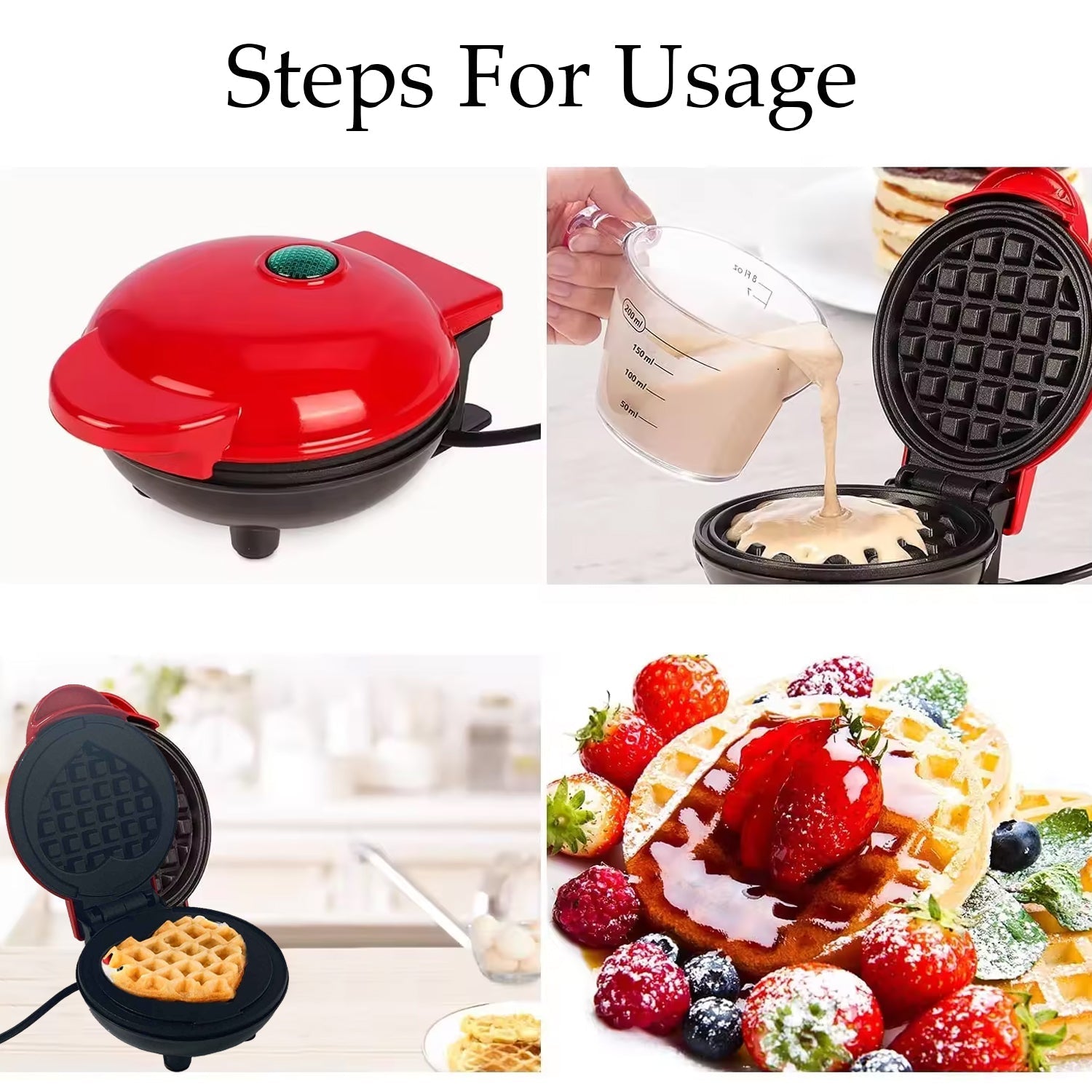 Mini Waffle Maker Machine Waffle Iron Home Appliances Kitchen Gift Easy To Clean, On-Stick Surfaces, Perfect Breakfast, Dessert, Sandwich, Cakes, Other Snacks Machine - Shopmania Wholesale