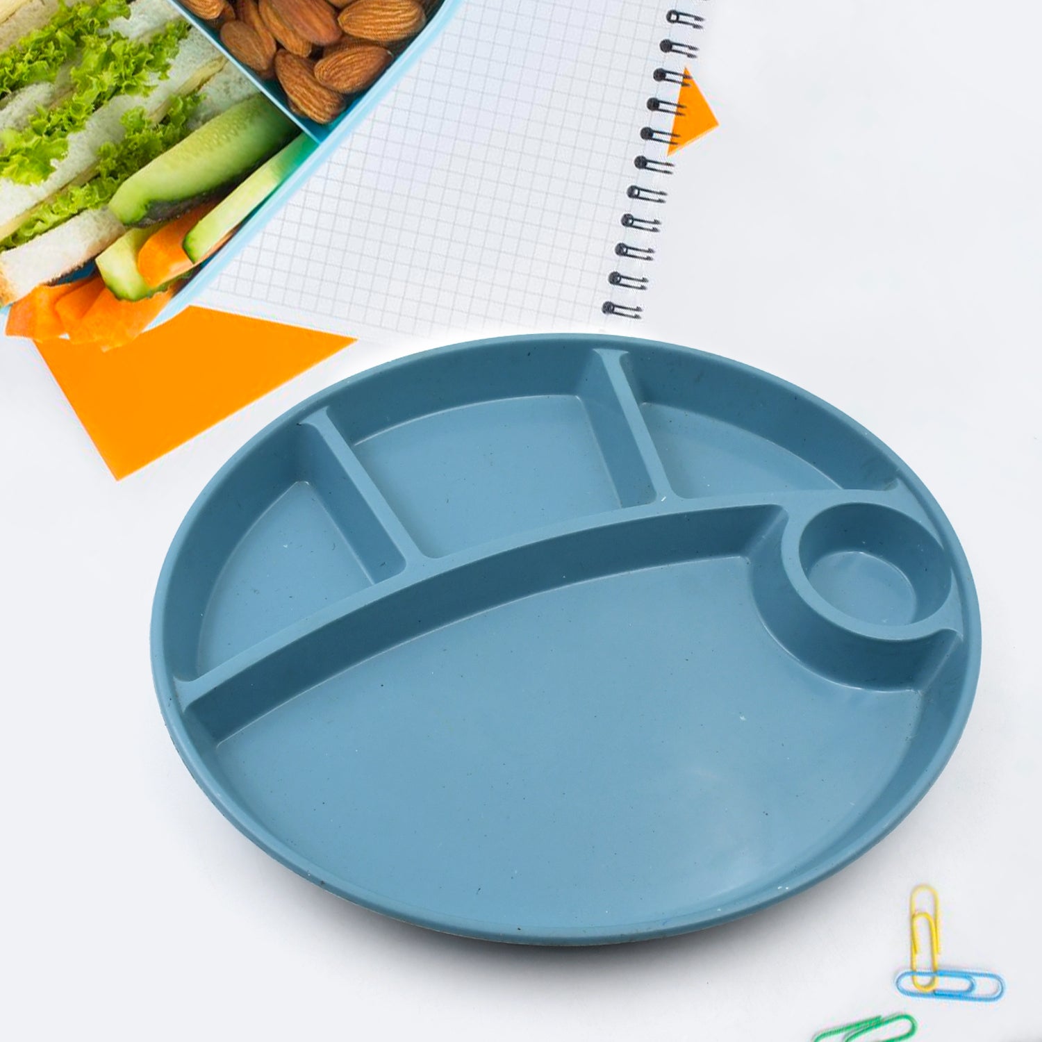 Plastic Food Plates / Biodegradable 5 Compartment Plate With Spoon for Food Snacks / Nuts / Desserts Plates for Kids, Reusable Plates for Outdoor, Camping, BPA-free (1 Pc) - Shopmania Wholesale