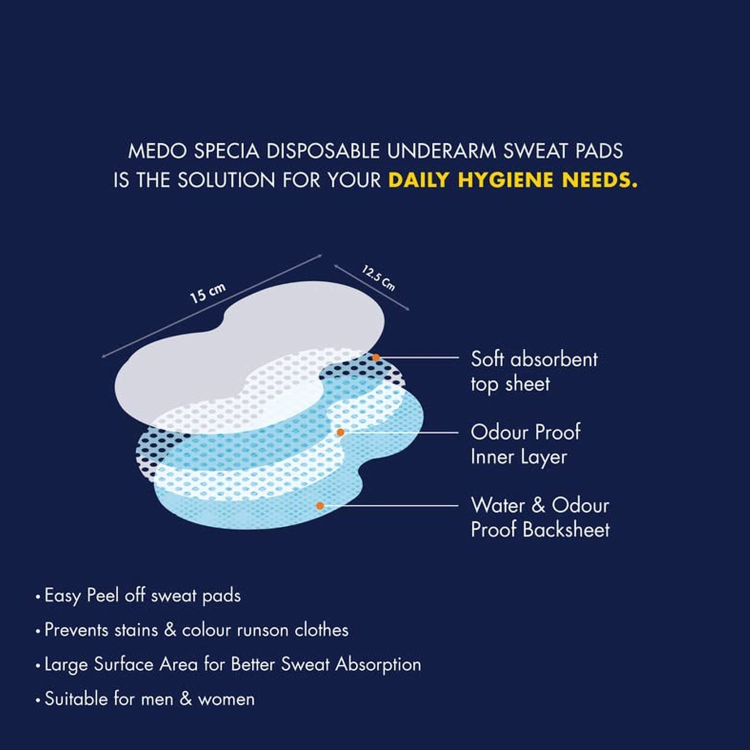 Underarms Sweat Pads Disposable Highly Absorbent Pads Cotton Anti-Allergic Anti Bacteria Anti Smell Underarm Perspiration Pad For Men And Women (Pack of 10) - Shopmania Wholesale