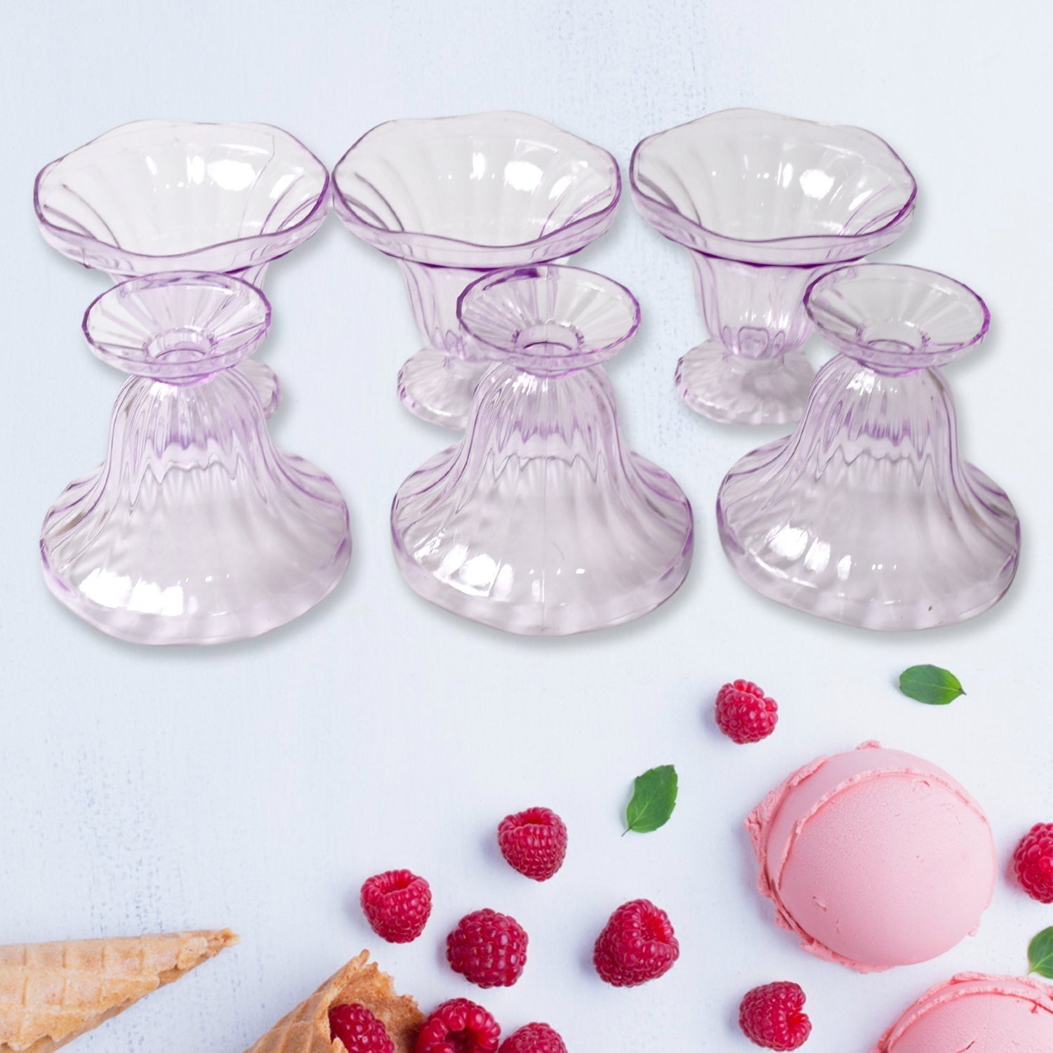 Crystal Plastic Ice-Cream Bowl, Home & Kitchen Serving Platter or Dessert Cup for Sundae, Sweets, Snacks, Fruit, Pudding, Nuts or Dip, Serving Bowls (Crystal Cups, Set of 6) your brand