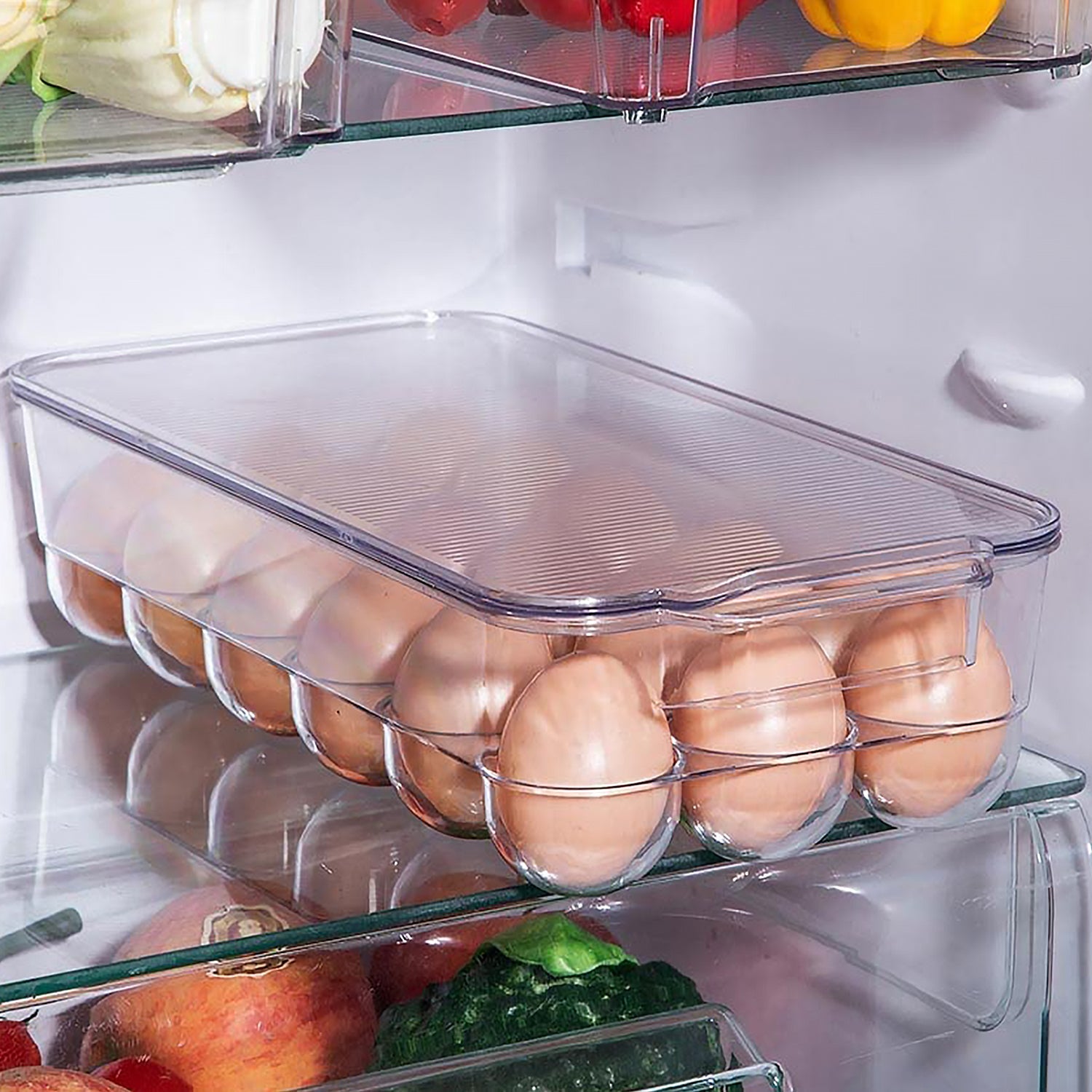 Plastic 18 Cavity Egg Storage Box Or Egg Trays For Refrigerator With Lid & Handles High Quality, Rectangular Egg Tray Box For 18 Egg (1 Pc) - Shopmania Wholesale