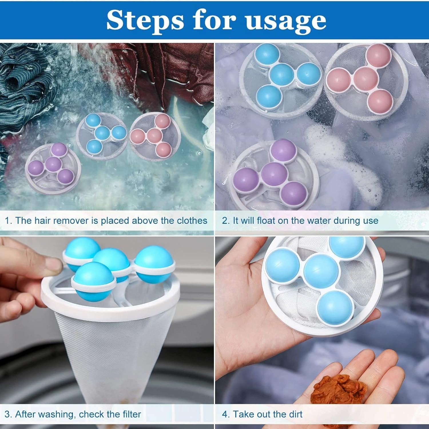 Laundry Ball Floating Pet Fur Lint Hair Catcher Household Reusable Washing Machine Floating Lint Mesh Bag Hair Filter Net Pouch Washing Lint Hair Remover Net, Mesh Bag Dryer (1 Pc) - Shopmania Wholesale
