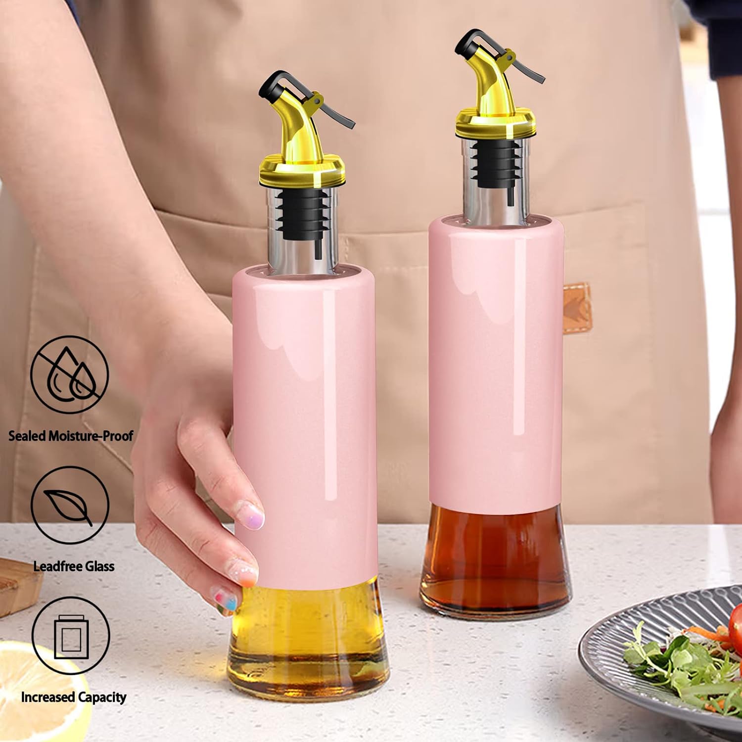 300 ML Olive Oil Dispenser Bottle Leakproof Condiment Glass Container Non- Drip Spout Soy Sauce Vinegar Cruet Bottle for Kitchen Cooking BBQ Fry for Kicthen Home (300 ML) your brand