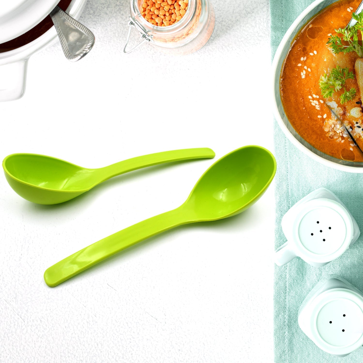 Plastic Spoon Kitchen Multipurpose Serving Ladle for Frying, Serving, Turner, Curry Ladle, Serving Rice, Spoon Used While Eating and Serving Food Stuffs Etc (2 Pcs Set / 10 Inch ) your brand