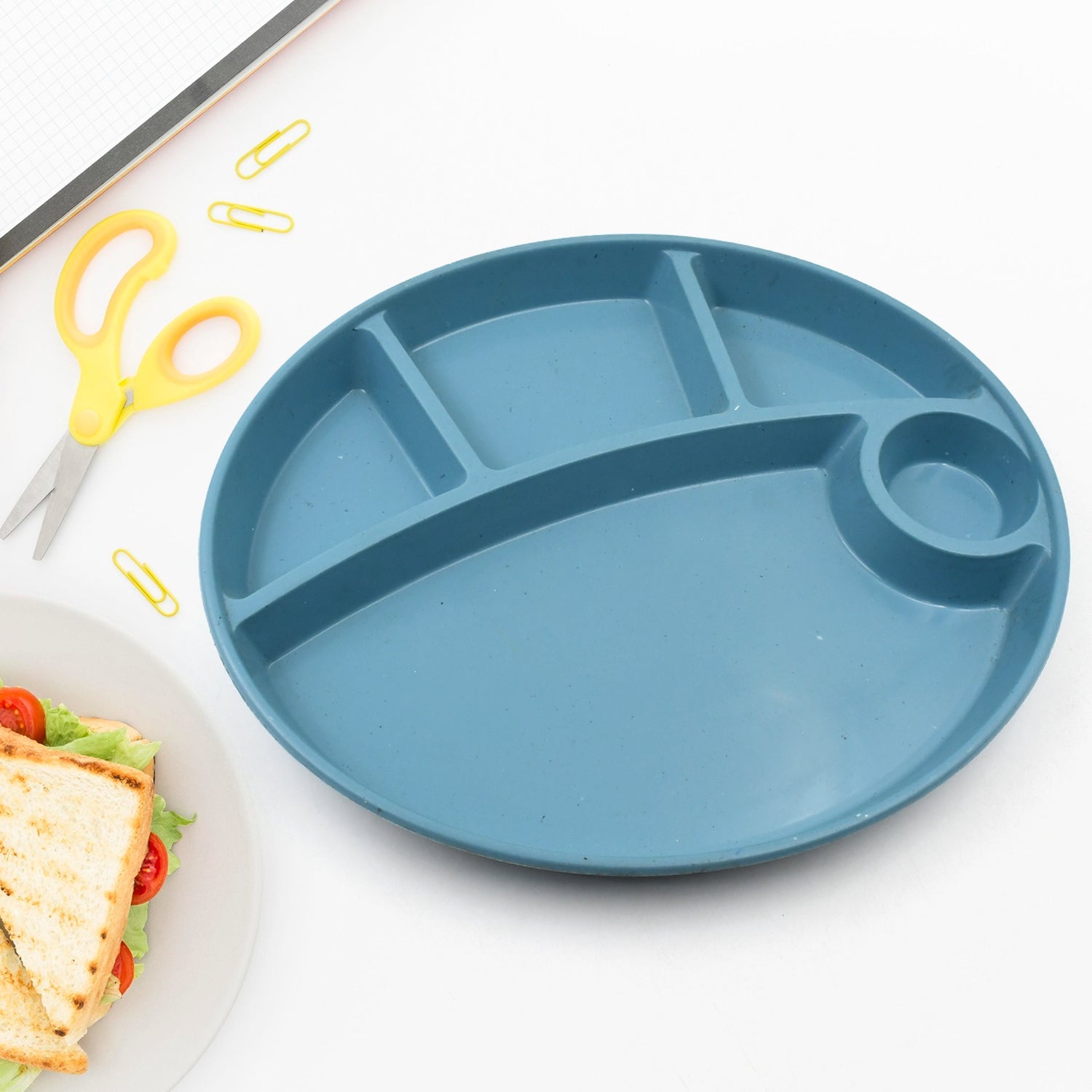 Plastic Food Plates / Biodegradable 5 Compartment Plate With Spoon for Food Snacks / Nuts / Desserts Plates for Kids, Reusable Plates for Outdoor, Camping, BPA-free (1 Pc) - Shopmania Wholesale