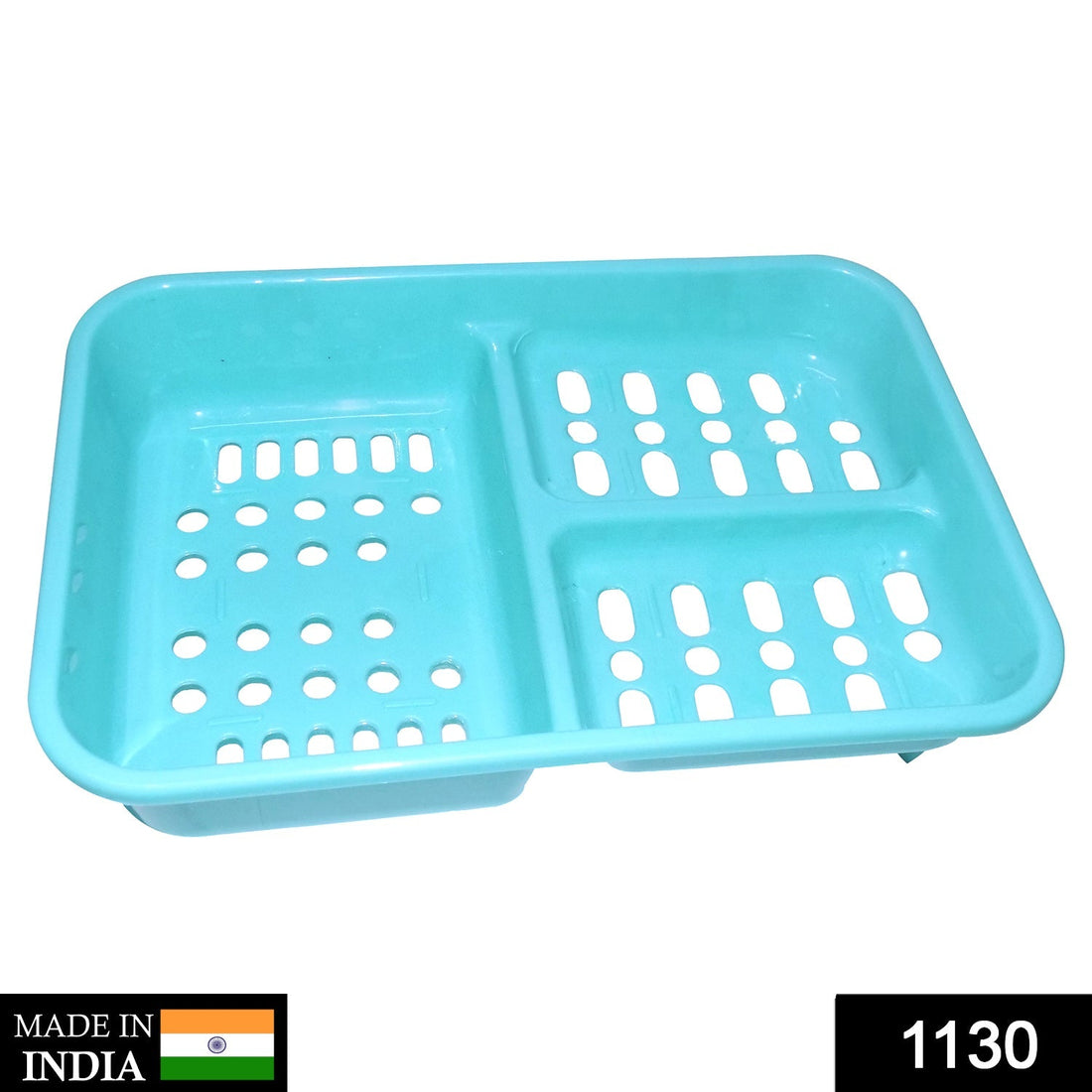 Plastic case for soap with three compartments, ideal for bathroom use.