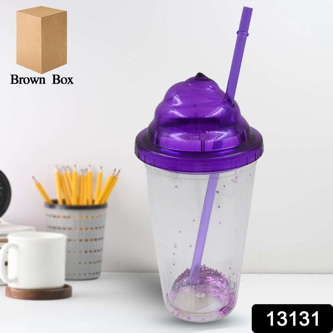 High Quality Plastic Creative Cold Drink Cup / Tumble, Reusable Tea Coffee Tumbler with Lid and Straw, Double Wall Plastic Drinking Sport Bottle, Travel Tumbler (1 Pc / Mix Color) - Shopmania Wholesale