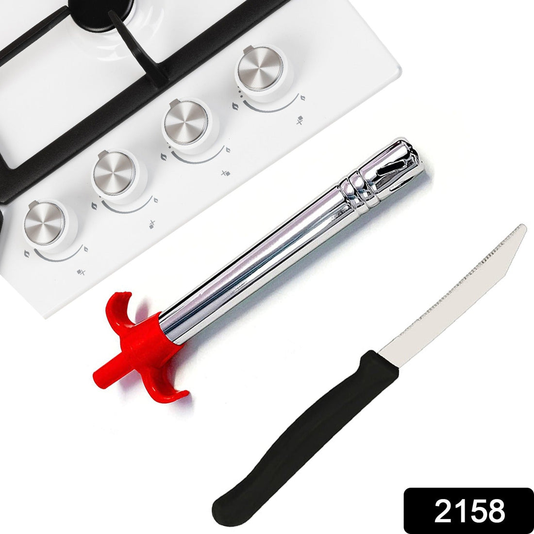 Stainless Steel Electronic Gas Lighter and Knife (2 in 1) your brand