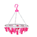 Sturdy multicolour round drying hanger with 24 clips.