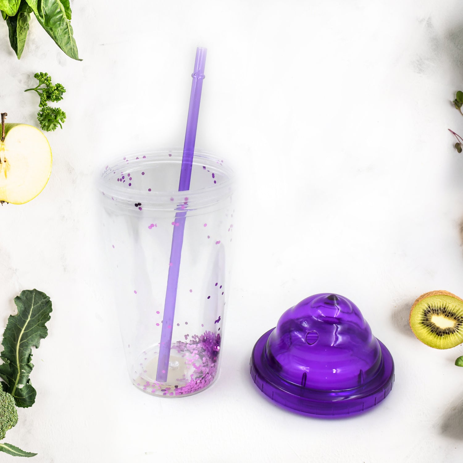 High Quality Plastic Creative Cold Drink Cup / Tumble, Reusable Tea Coffee Tumbler with Lid and Straw, Double Wall Plastic Drinking Sport Bottle, Travel Tumbler (1 Pc / Mix Color) - Shopmania Wholesale