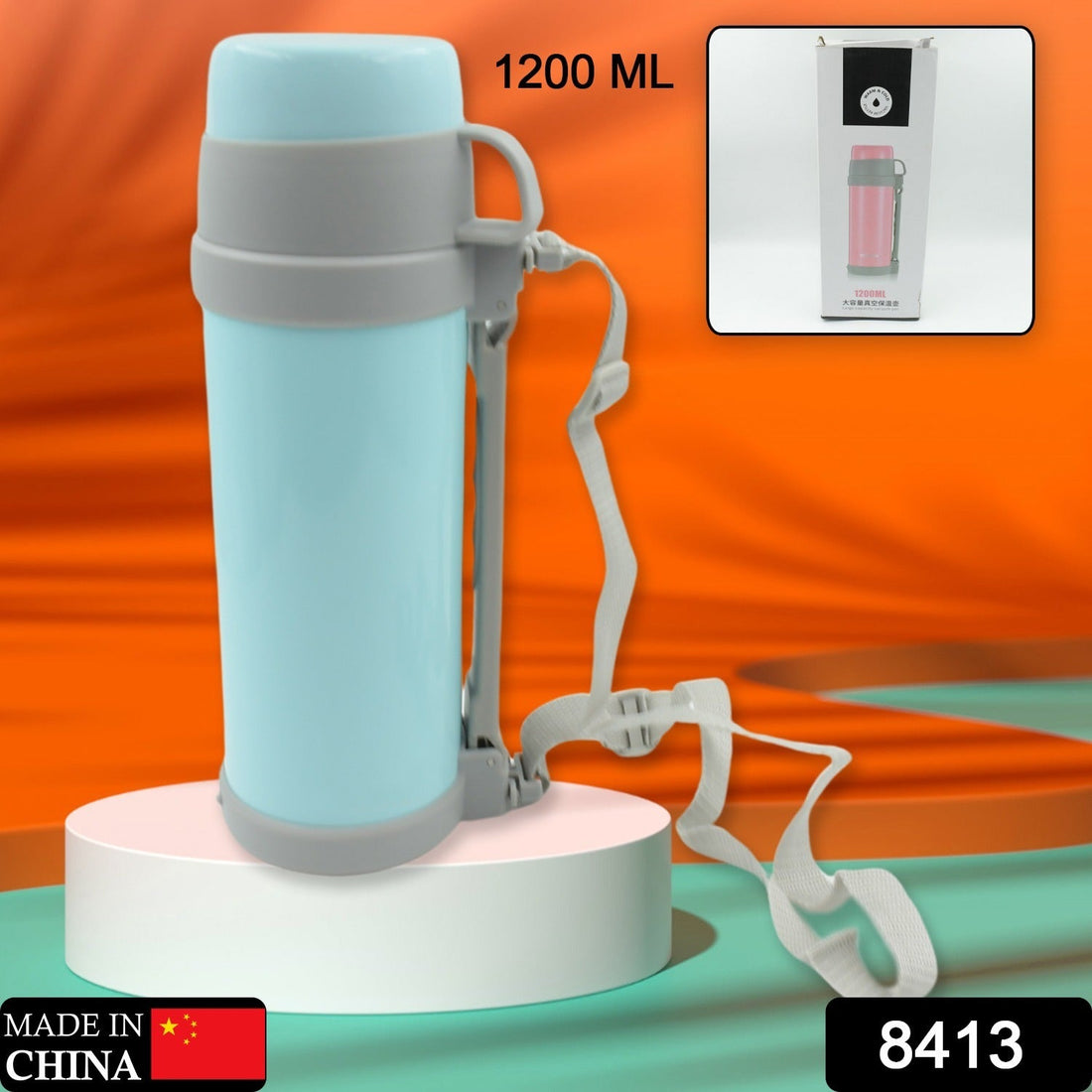 Stainless Steel Insulation Thermos, Double-Wall Vacuum Insulated Water Bottle For Travel, Outdoor Fitness Portable Travel Pot, Camping Coffee, Portable Car, Travel Keep Hot & Cold Large Capacity (1200 ML) - Shopmania Wholesale