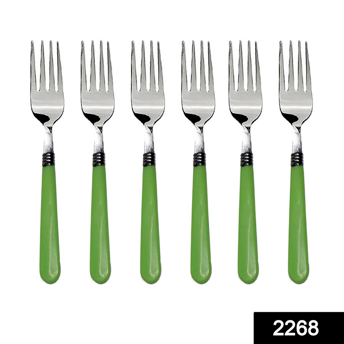 Stainless steel dining forks set of 6 with comfortable grip for home use.