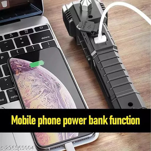 Portable 3w Rechargeable Torch LED Flashlight Long Distance Beam Range, Hammer and Strong Magnets, Window Glass and Seat Belt Cutter 4 Modes for Car Camping Hiking Indoor Outdoor - Shopmania Wholesale