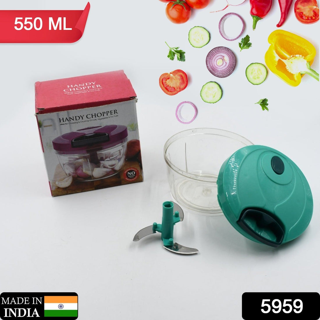 Handy Mini Plastic Vegetable Chopper Cutter, Onion Chopper Vegetables for Kitchen Accessories with 3 Blades - Shopmania Wholesale