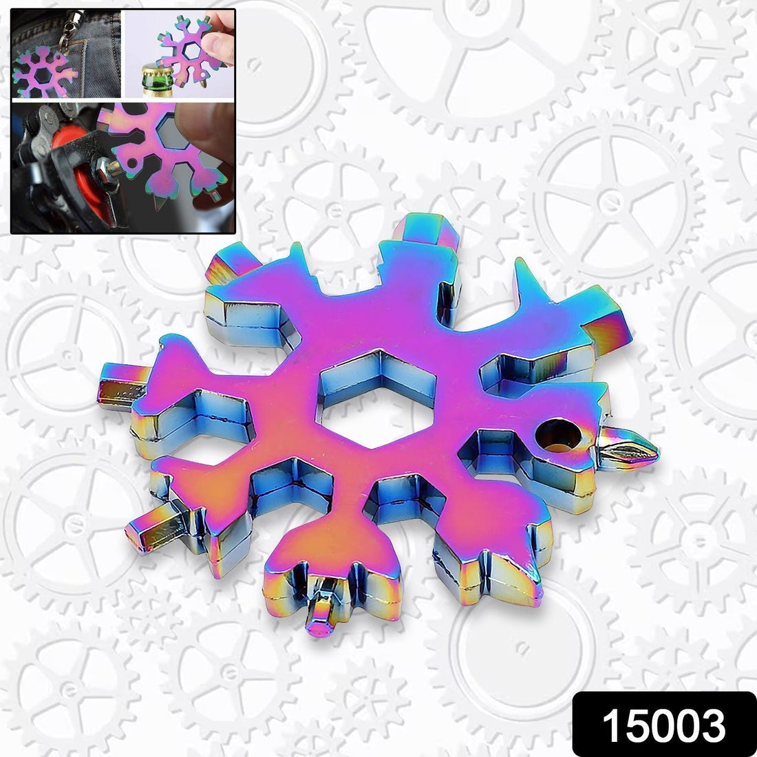 Durable & Portable 18 in 1 Snowflake Multi-Tool, Snowflake Bottle Opener Flat Phillips Screwdriver Kit Wrench your brand