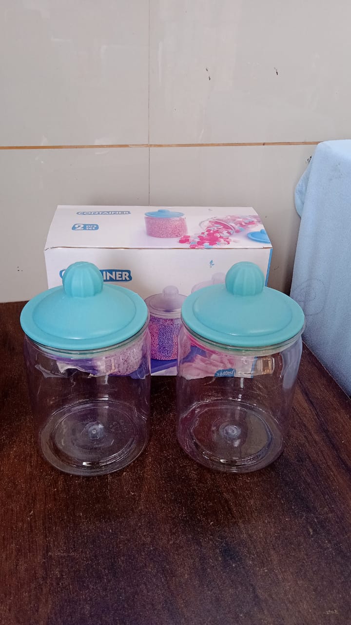Transparent Kitchen Plastic Container/ Jar Set (2 Pcs Set / 1100 ML Approx) - Shopmania Wholesale