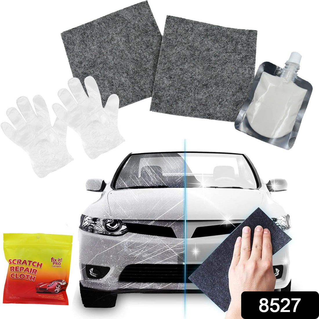 Nano Magic Car Scratch Remover Cloth, Multipurpose Scratch Repair Cloth, Cloth for Car Paint Scratch Repair, Easy to Repair Slight Scratches on the Surface Polishing Repeatable Use for All Kinds of Car (45 ML Repair Solution, 2 Gloves, 2 nano Cloth) - Shopmania Wholesale