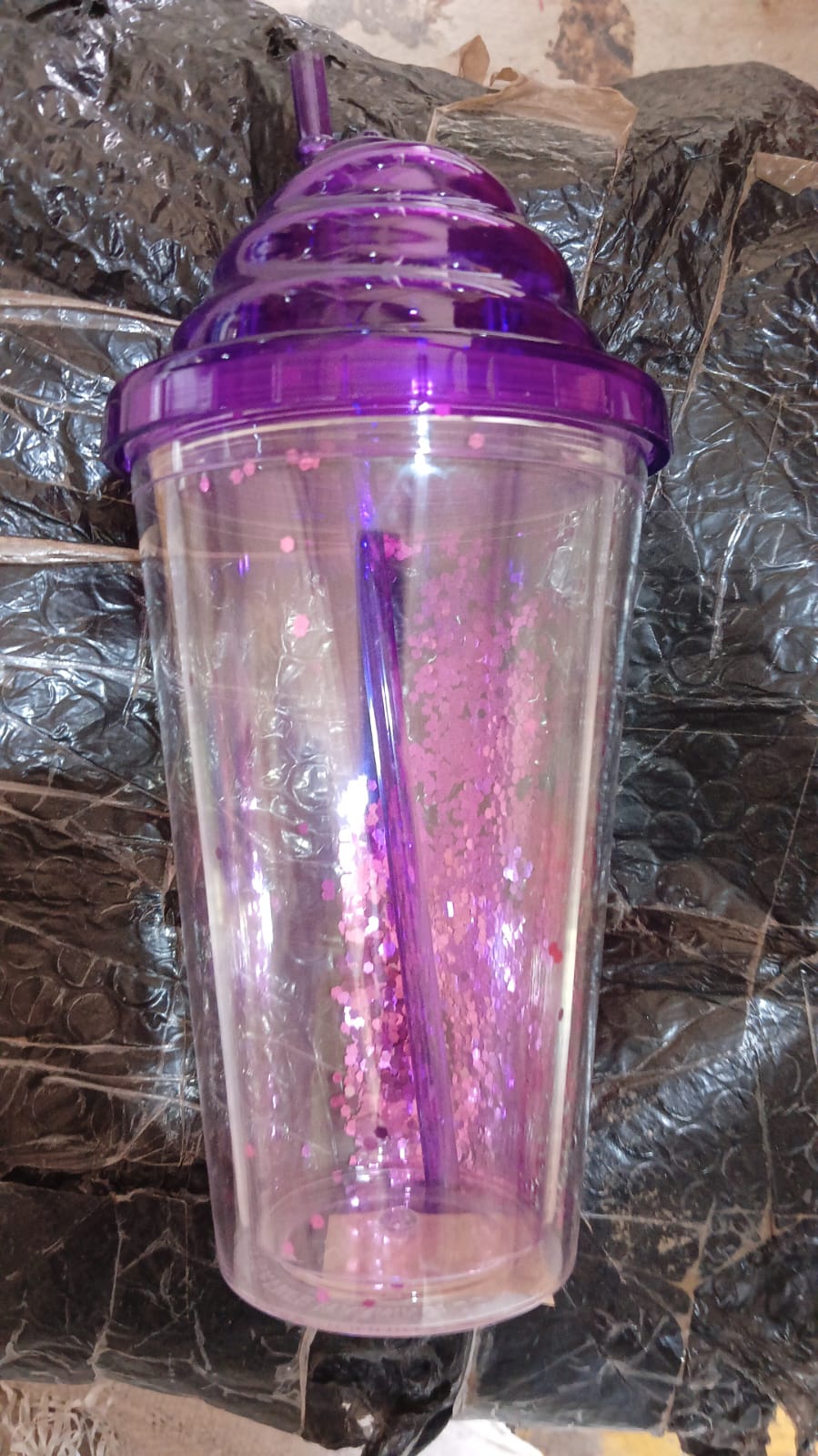 High Quality Plastic Creative Cold Drink Cup / Tumble, Reusable Tea Coffee Tumbler with Lid and Straw, Double Wall Plastic Drinking Sport Bottle, Travel Tumbler (1 Pc / Mix Color) - Shopmania Wholesale