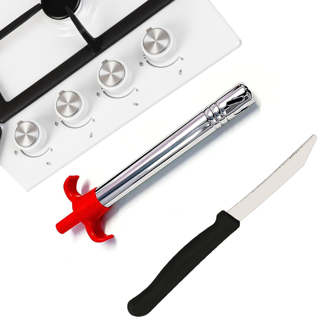 Stainless Steel Electronic Gas Lighter and Knife (2 in 1) your brand