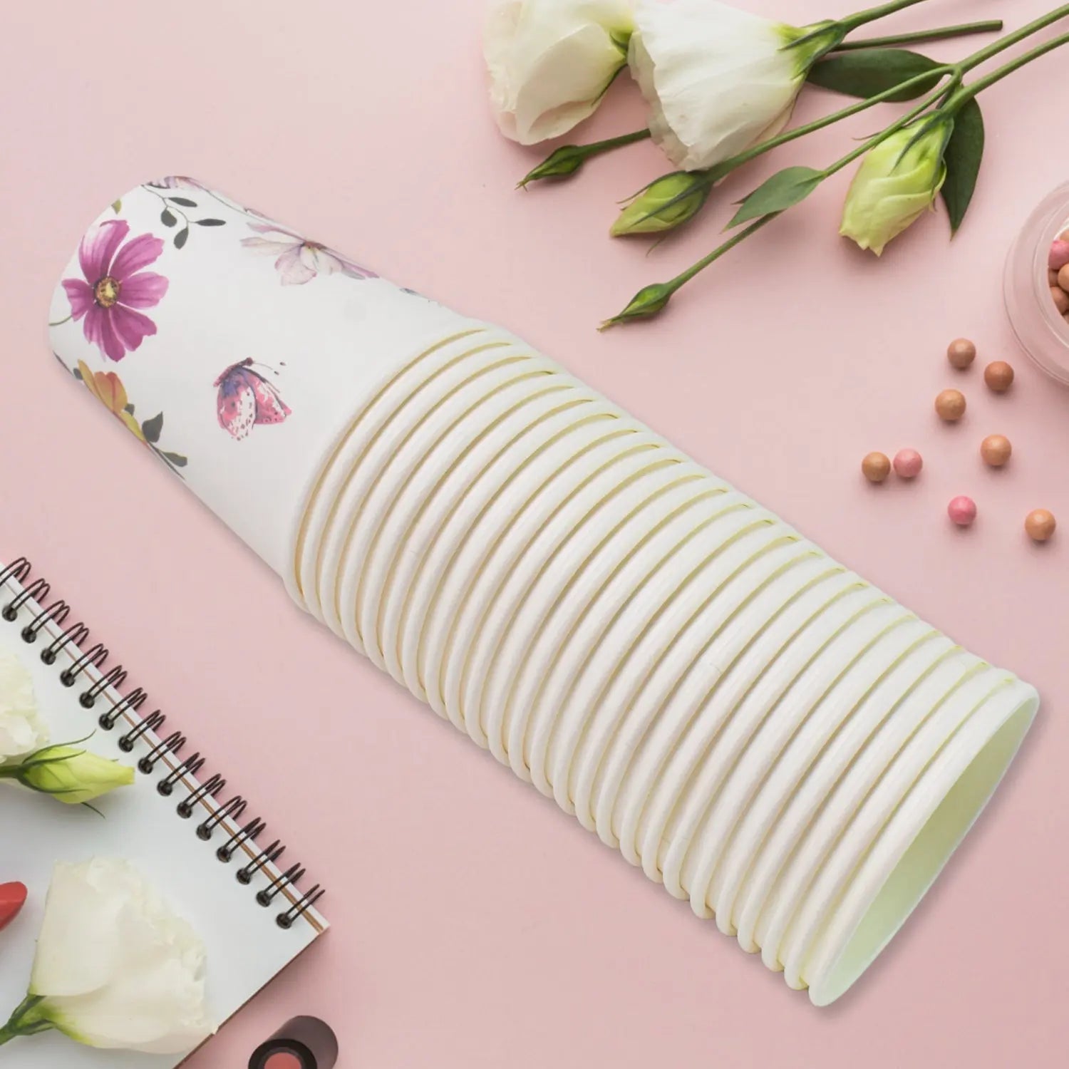 Disposable Paper Cups, Disposable Tea, Coffee Cups (24 Pcs Set / Mix Color & Design) your brand