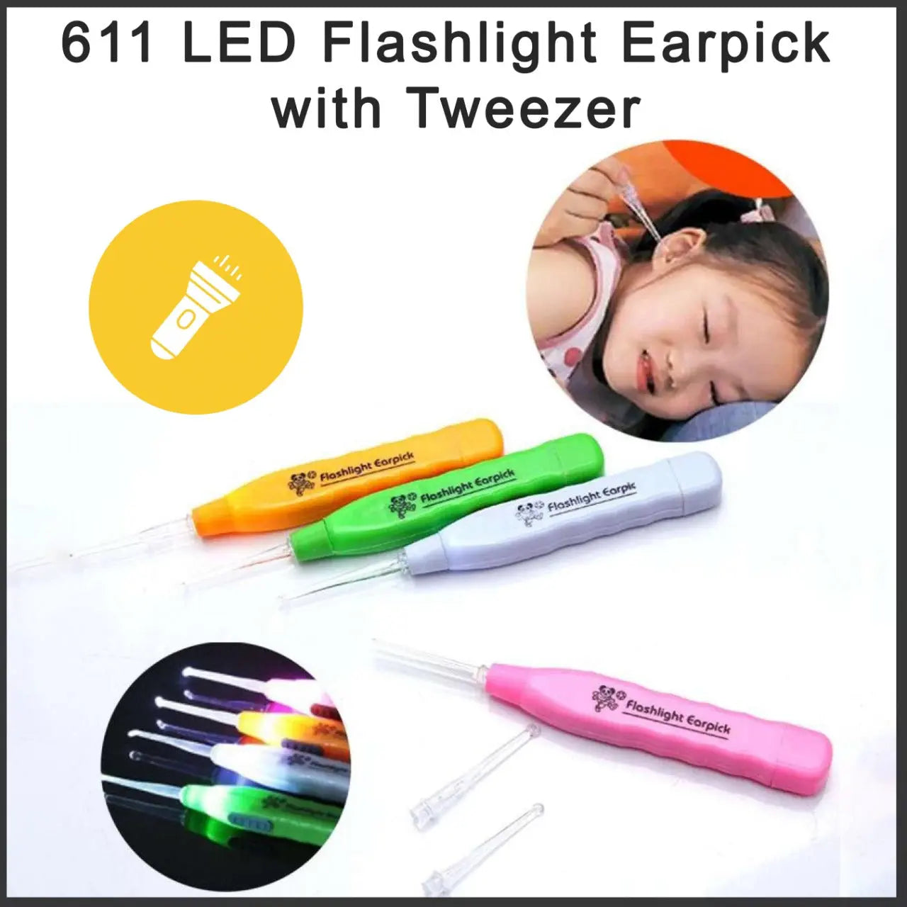 LED Flashlight Earpick with Tweezer your brand