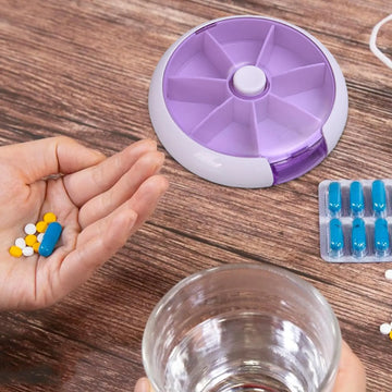 Pill Box Medicine Dispenser 7-Day Week Weekly Whee Cute Portable fruit style 7 grid seal rotation Pill Organizer Medicine Box (1 Pc) your brand