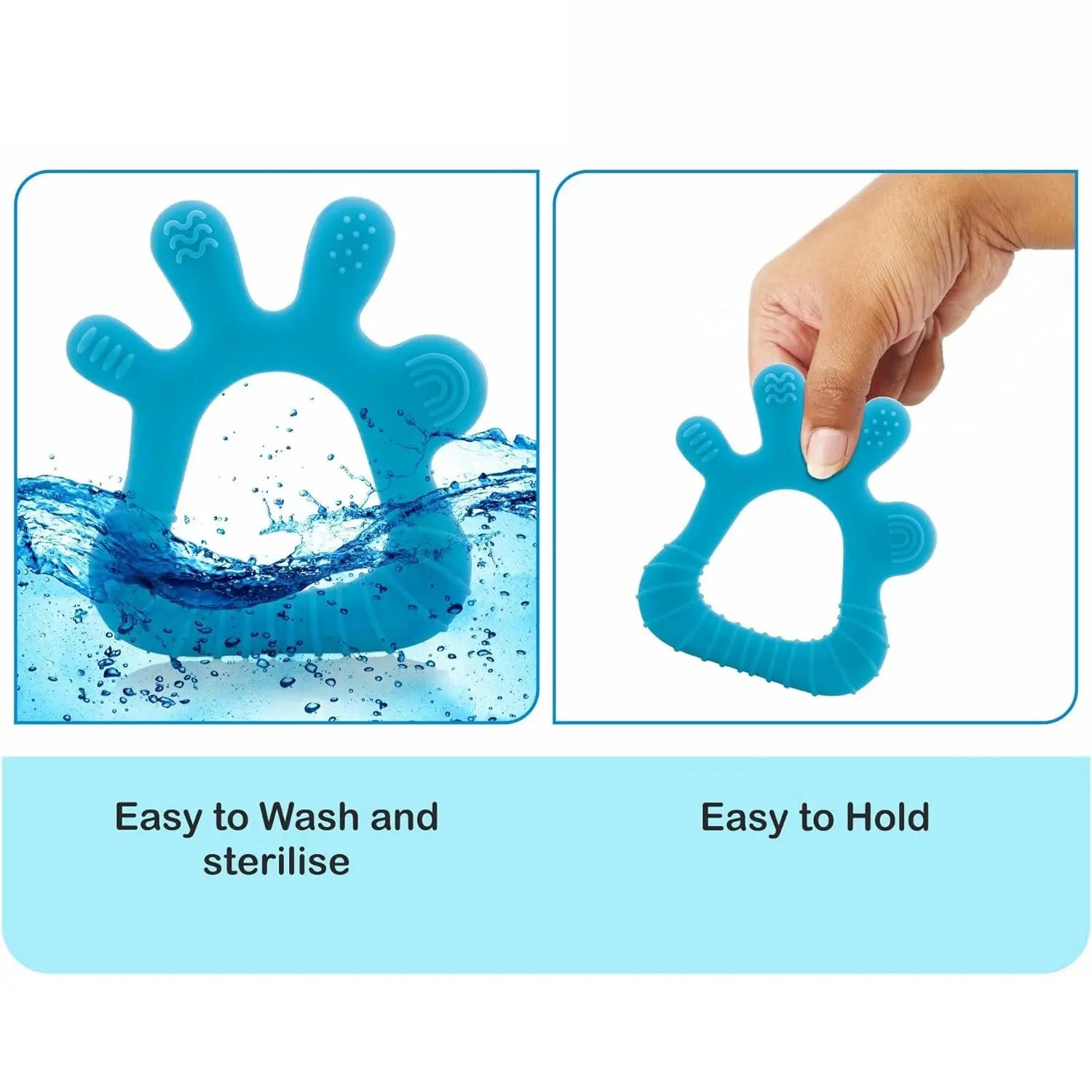 Silicone Baby Teether Pack of 1 (Mix Design & Color) your brand