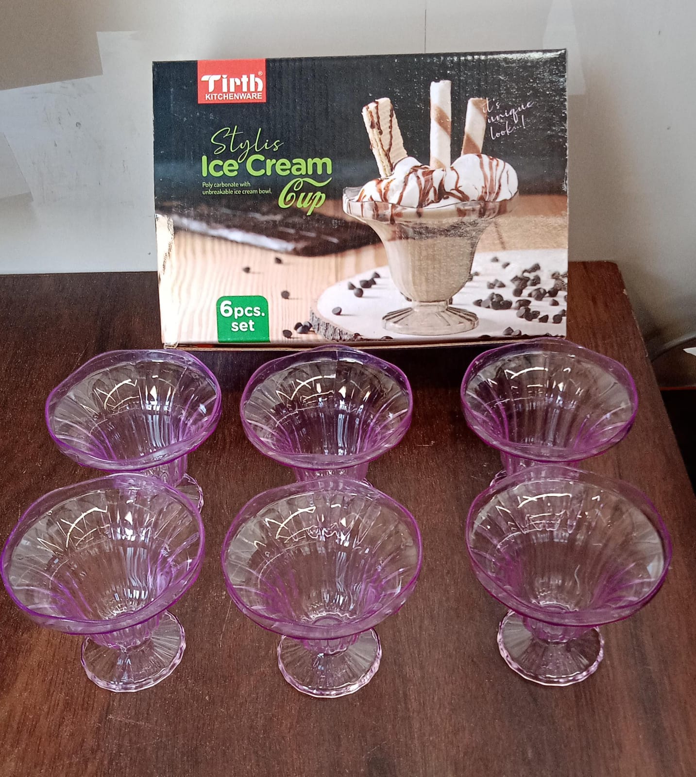 Crystal Plastic Ice-Cream Bowl, Home & Kitchen Serving Platter or Dessert Cup for Sundae, Sweets, Snacks, Fruit, Pudding, Nuts or Dip, Serving Bowls (Crystal Cups, Set of 6) your brand