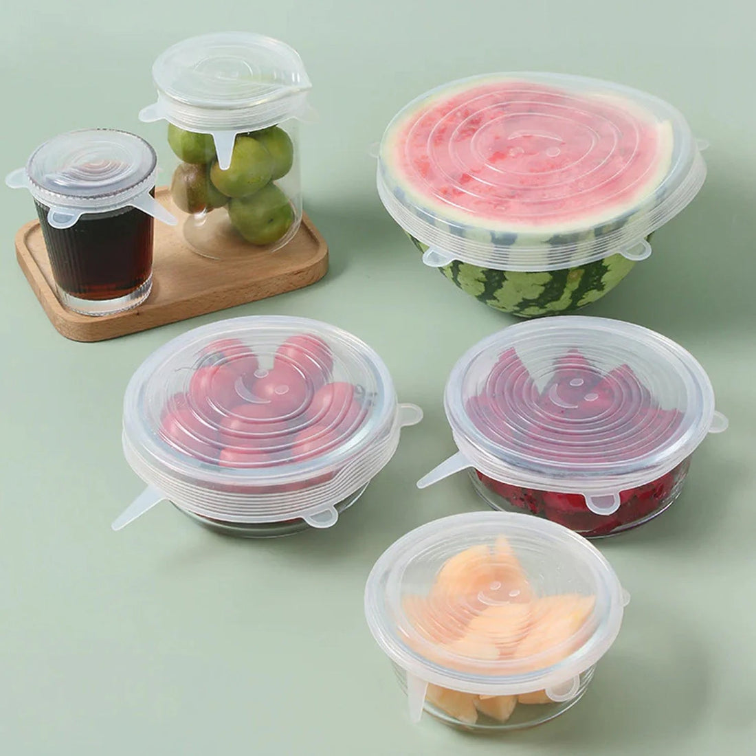 Silicone Stretch Lids, Food Cover For Freezer Microwave Oven Safe Fresh-Keeping Flexible Covers for Utensils, Dishes, Plates Jars, Cans, Mugs, Bowl Covers Food Safety Seal Lids (6 Pcs Set /95 Gm ) - Shopmania Wholesale