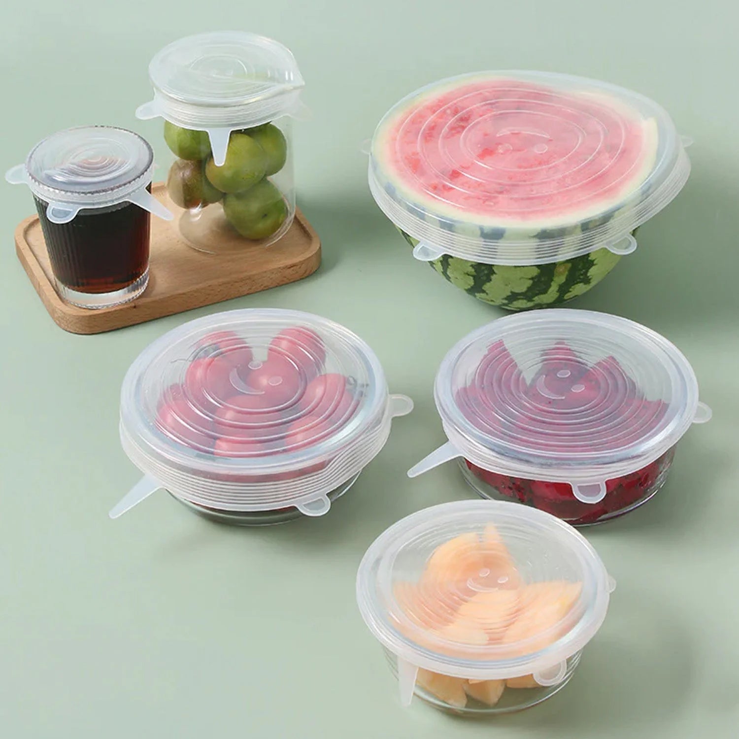 Silicone Stretch Lids, Food Cover For Freezer Microwave Oven Safe Fresh-Keeping Flexible Covers for Utensils, Dishes, Plates Jars, Cans, Mugs, Bowl Covers Food Safety Seal Lids (6 Pcs Set /95 Gm ) - Shopmania Wholesale