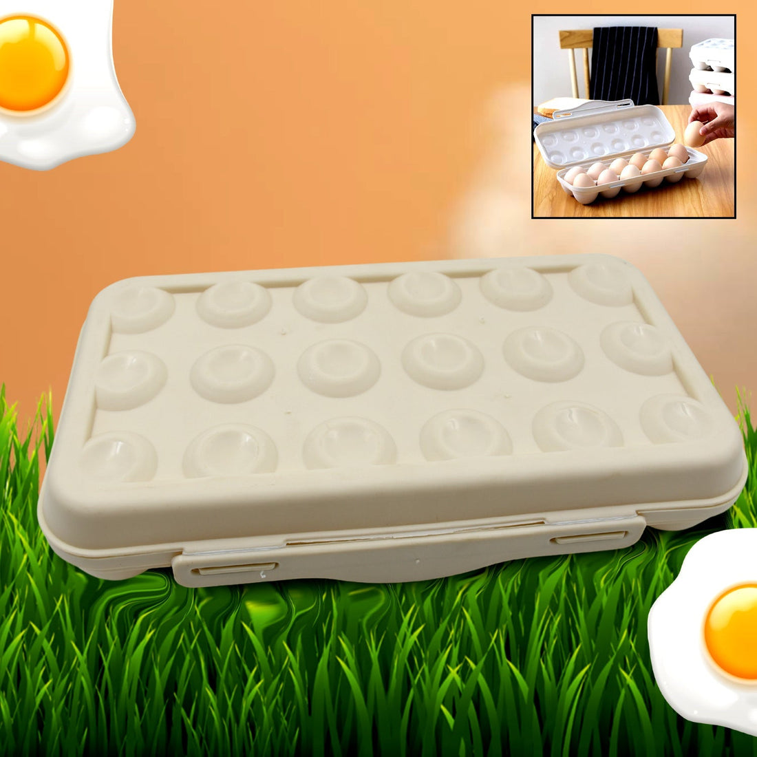 18 Grid Egg Holder Storage, Shock-Proof Egg Container with Buckle, Egg Carrier, Egg Tray, Egg Shelter, Effective Full Seal, Egg House use for Fridge, Camping, Kitchen your brand