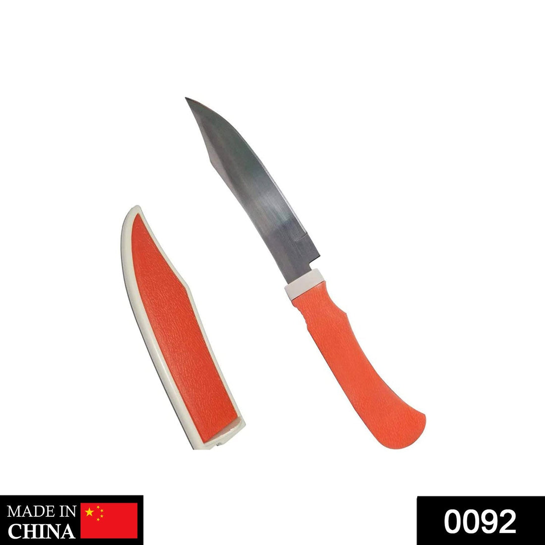 Small kitchen knife with protective cover.