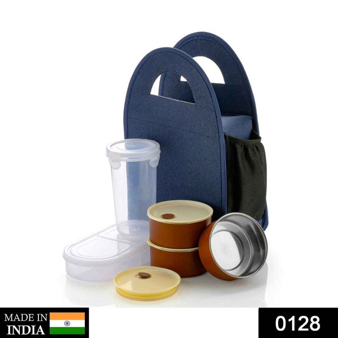 Black steel lunch box set with 4 pieces