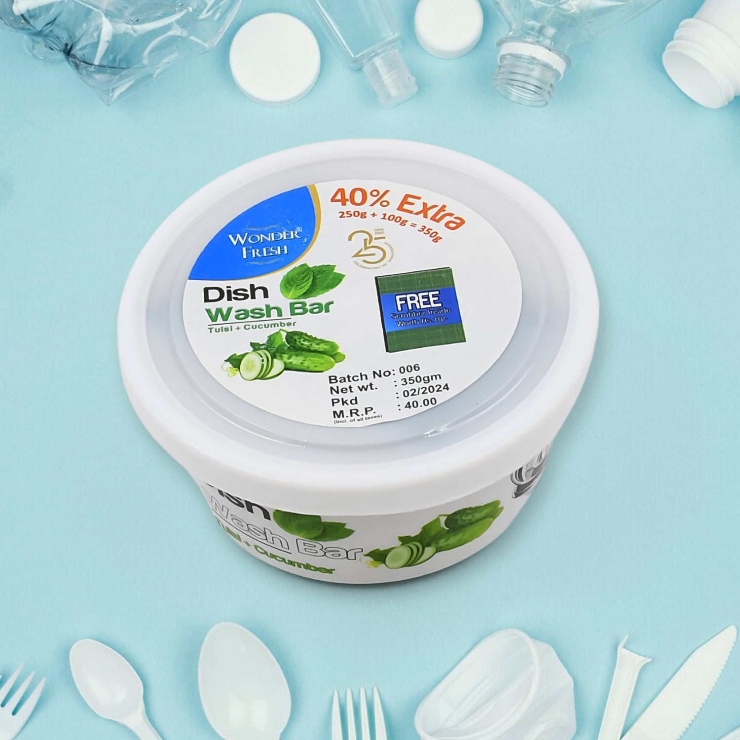 Fresh Mix Flavor Round Dishwash Bar With Super Scrubber Free Complete Dishwashing Solution, Tough Stains Remover (350 Gm) - Shopmania Wholesale