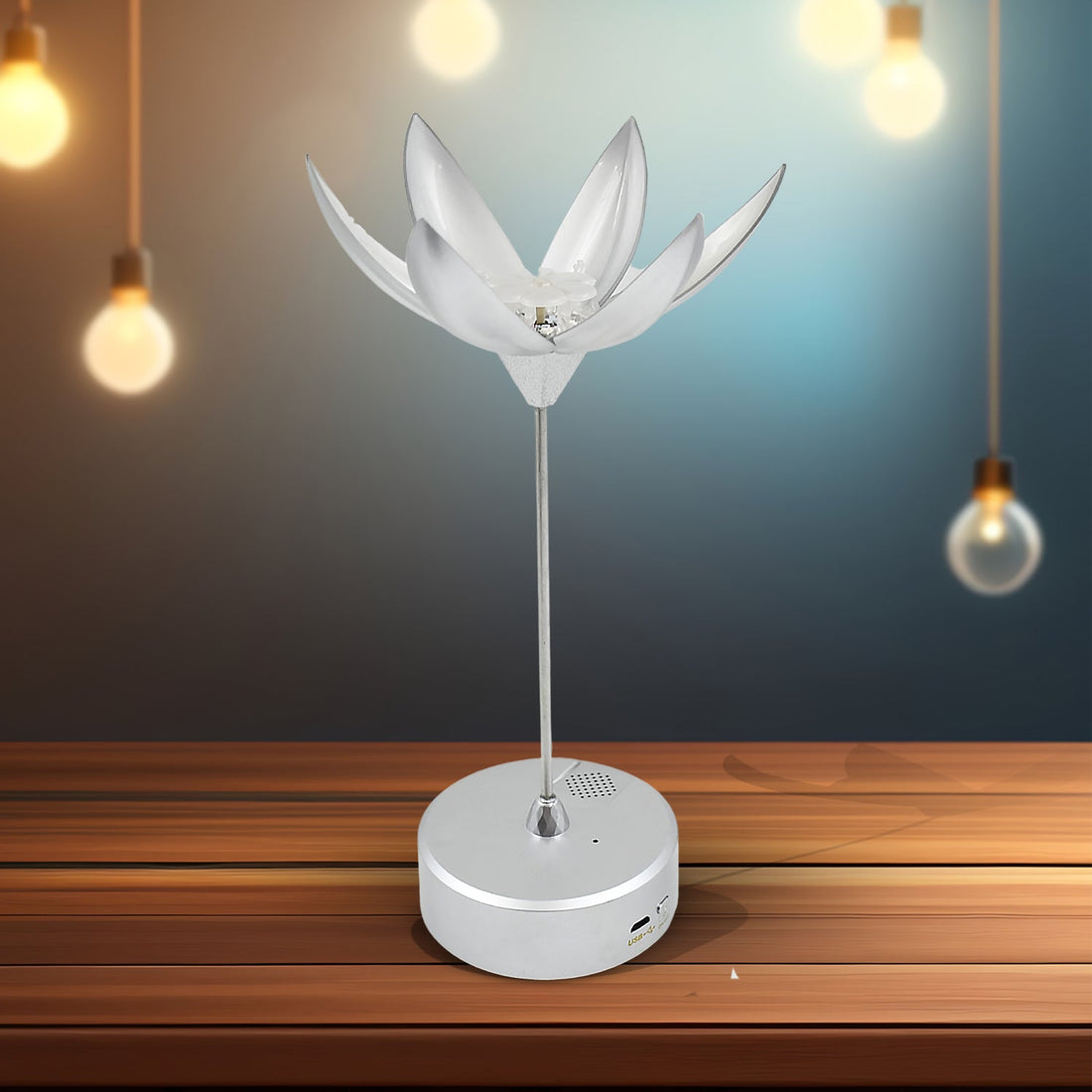 Lotus Flower Lamp with Music, Touch Open and Close, USB Rechargeable (1 Pc / Only One Color) - Shopmania Wholesale