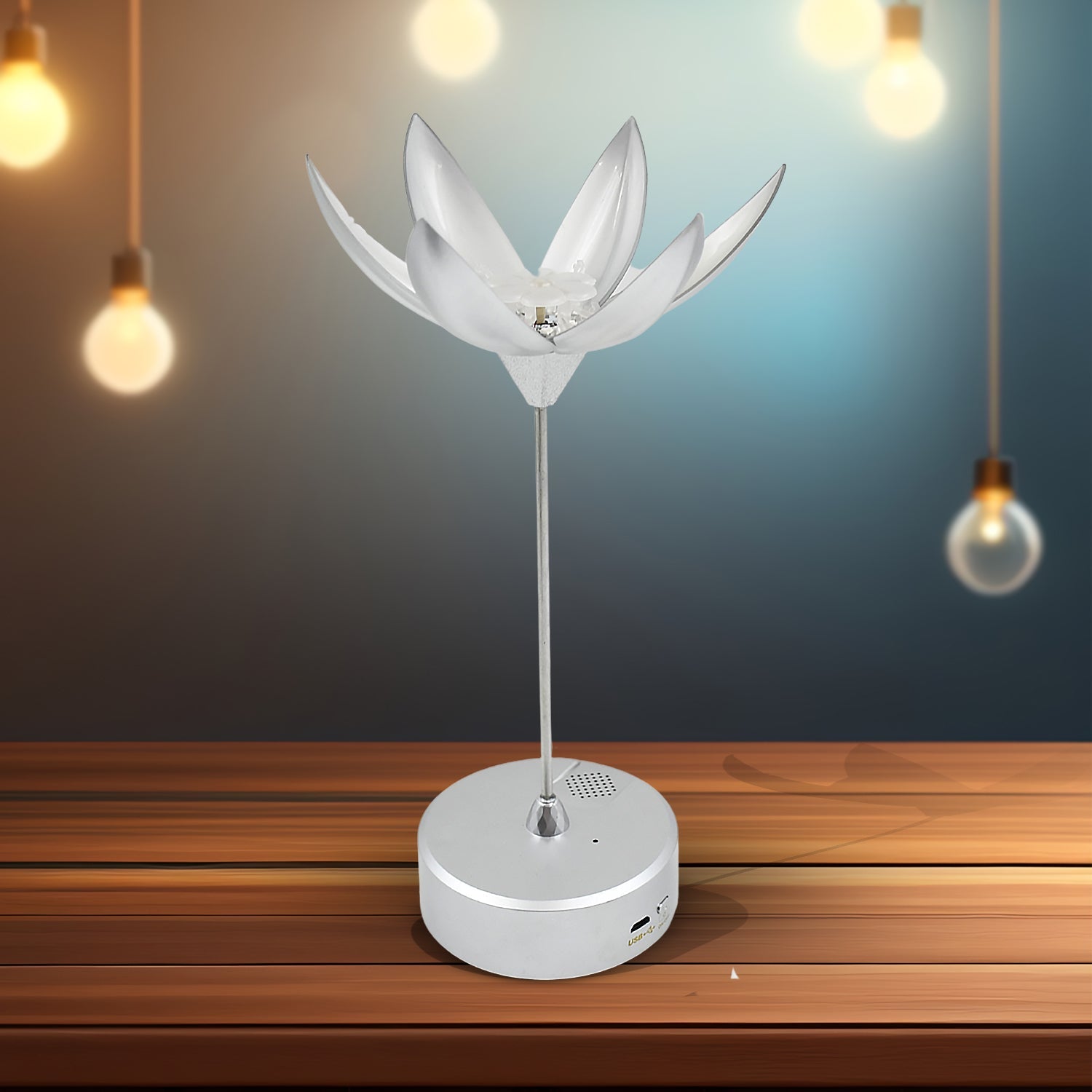 Lotus Flower Lamp with Music, Touch Open and Close, USB Rechargeable (1 Pc / Only One Color) - Shopmania Wholesale