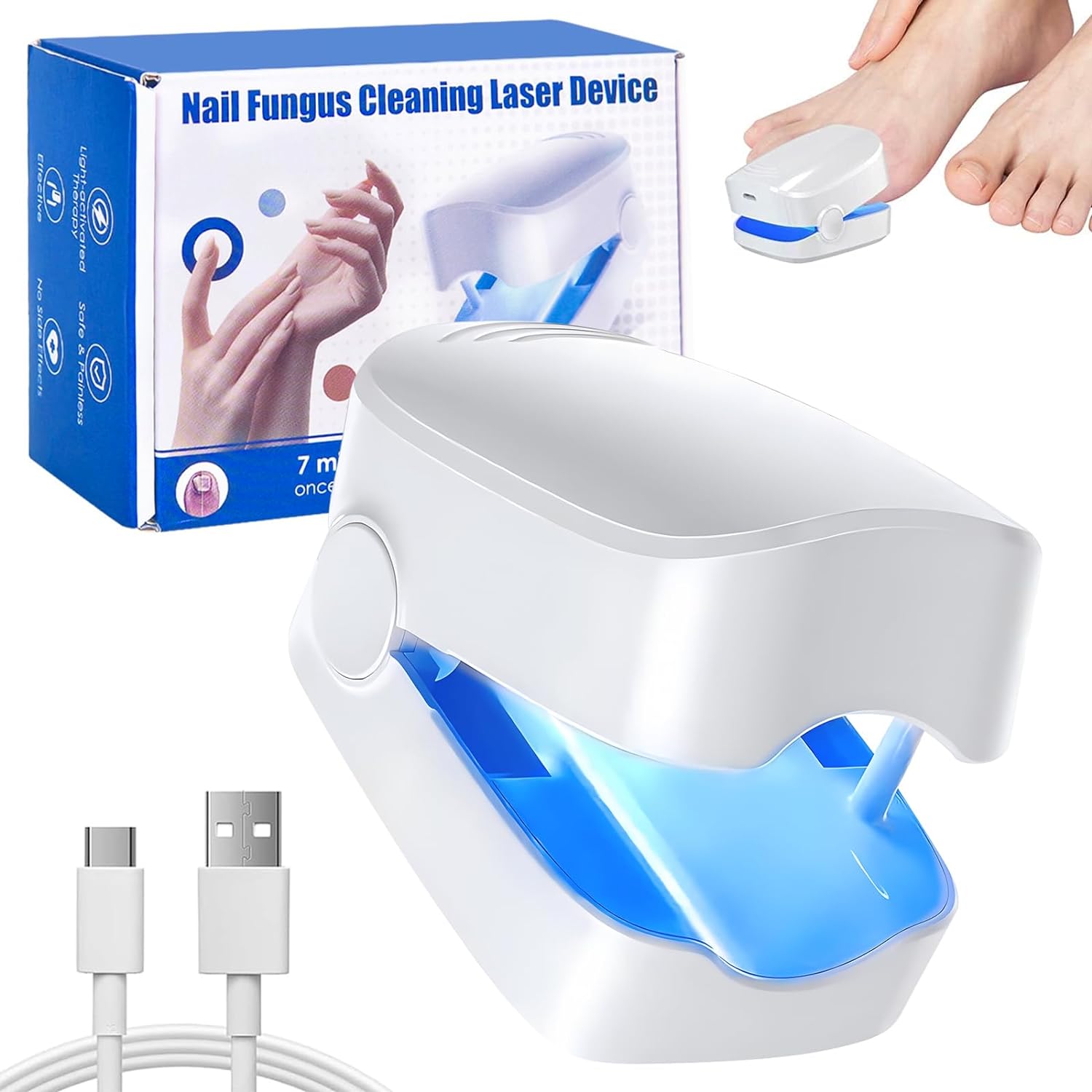 Rechargeable Nail Fungus Treatment for Toenail, Toe Nail Fungal Treatment Nail Fungus Laser Device, Anti-Fungal Nail Treatment for Hand & Feet Infections Remover for Home Use - Shopmania Wholesale